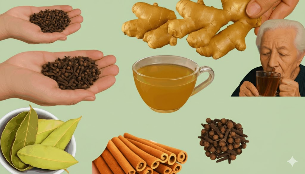 Té de Laurel, Canela, Clavos y Jengibre para Limpiar la Sangre y Mejorar la Circulación Té de Laurel, Canela, Clavos y Jengibre